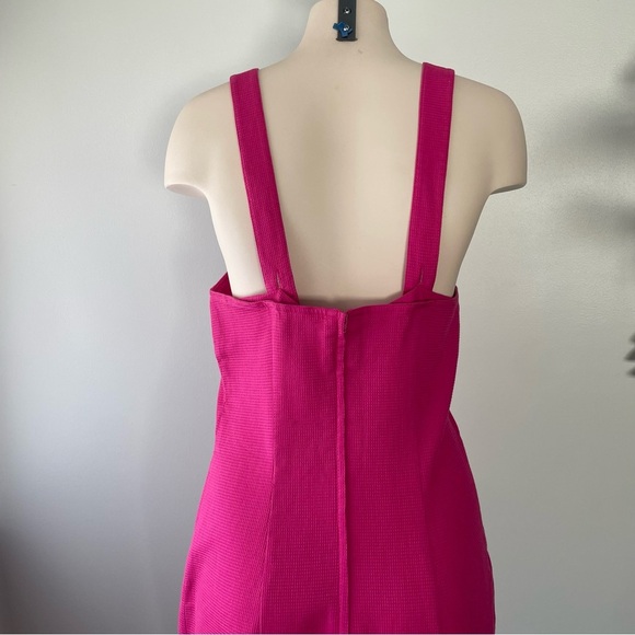 Vintage Jackie K Barbie Mod Pinup Hot Pink Gold Midi Dress Size Small - Picture 6 of 9